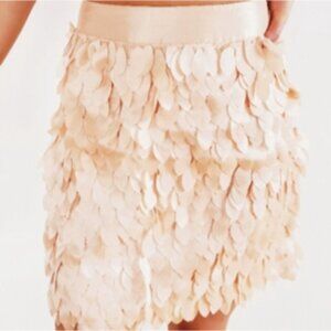 KARDASHIAN Peach Shimmer Petal Fringe Mini Skirt XS
